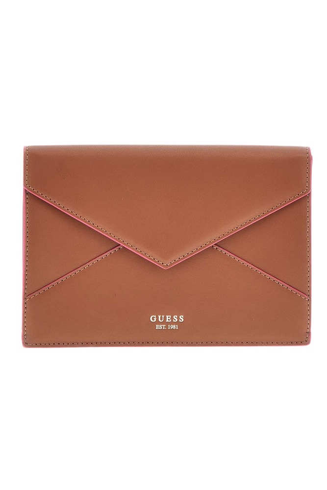 GUESS LARGE ENVELOPE ΤΣΑΝΤΑ ΓΥΝΑΙΚΕΙΑ COGNAC