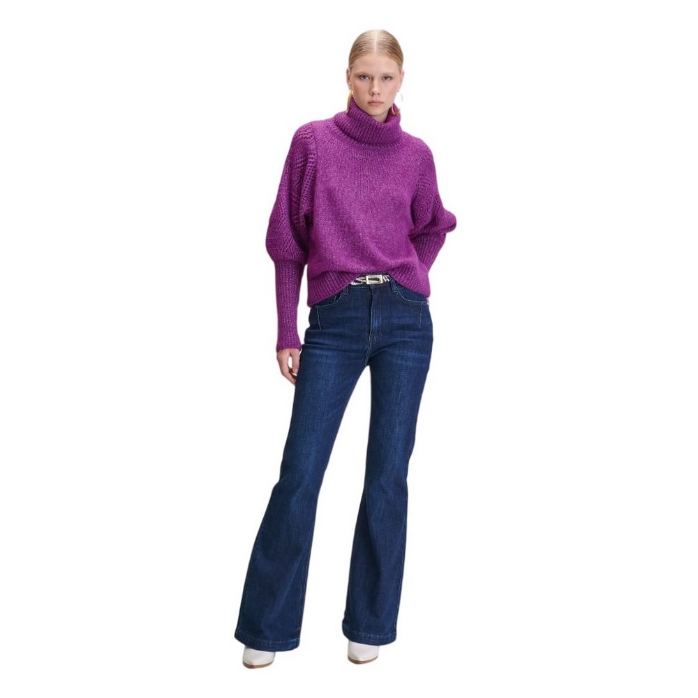 ALE BLOUSE KNIT HIGH NECK 8P22004 ΜΠΛΟΥΖΑ ΠΛΕΚΤΗ ΓΥΝΑΙΚΕΙΑ PLUM