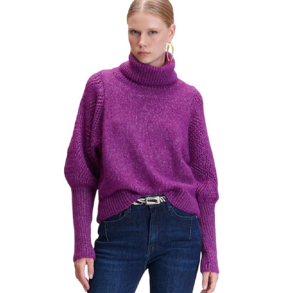 ALE BLOUSE KNIT HIGH NECK 8P22004 ΜΠΛΟΥΖΑ ΠΛΕΚΤΗ ΓΥΝΑΙΚΕΙΑ PLUM