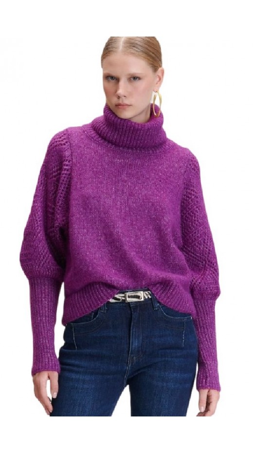 ALE BLOUSE KNIT HIGH NECK 8P22004 ΜΠΛΟΥΖΑ ΠΛΕΚΤΗ ΓΥΝΑΙΚΕΙΑ PLUM