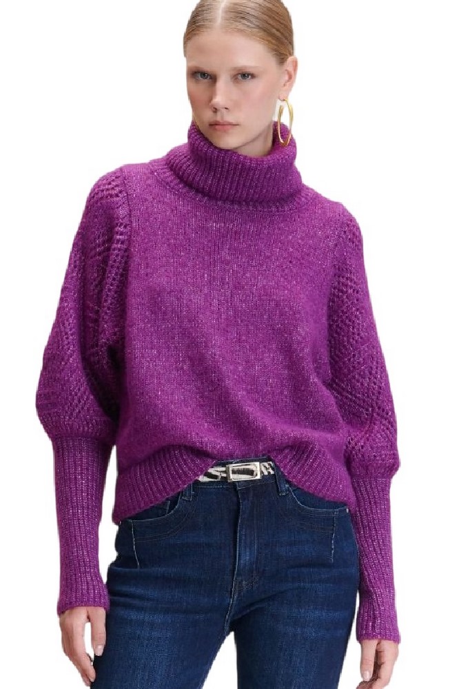 ALE BLOUSE KNIT HIGH NECK 8P22004 ΜΠΛΟΥΖΑ ΠΛΕΚΤΗ ΓΥΝΑΙΚΕΙΑ PLUM