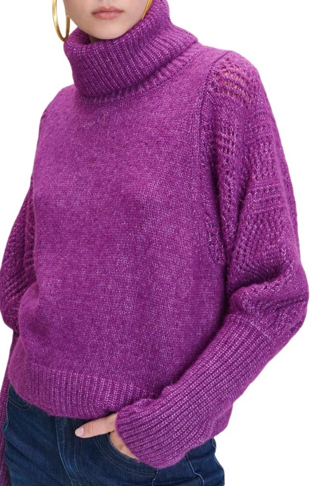 ALE BLOUSE KNIT HIGH NECK 8P22004 ΜΠΛΟΥΖΑ ΠΛΕΚΤΗ ΓΥΝΑΙΚΕΙΑ PLUM