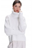 ALE BLOUSE KNIT HIGH NECK 8P22004 ΜΠΛΟΥΖΑ ΠΛΕΚΤΗ ΓΥΝΑΙΚΕΙΑ WHITE