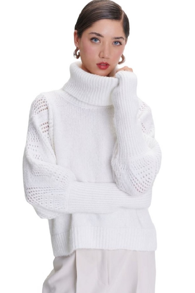 ALE BLOUSE KNIT HIGH NECK 8P22004 ΜΠΛΟΥΖΑ ΠΛΕΚΤΗ ΓΥΝΑΙΚΕΙΑ WHITE