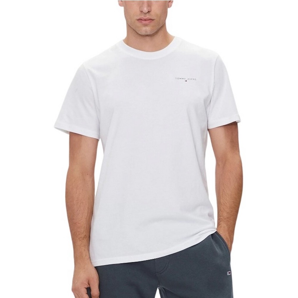 TOMMY JEANS  SLIM LINEAR CHEST TEE EXT T-SHIRT ΜΠΛΟΥΖΑ ΑΝΔΡΙΚΗ WHITE