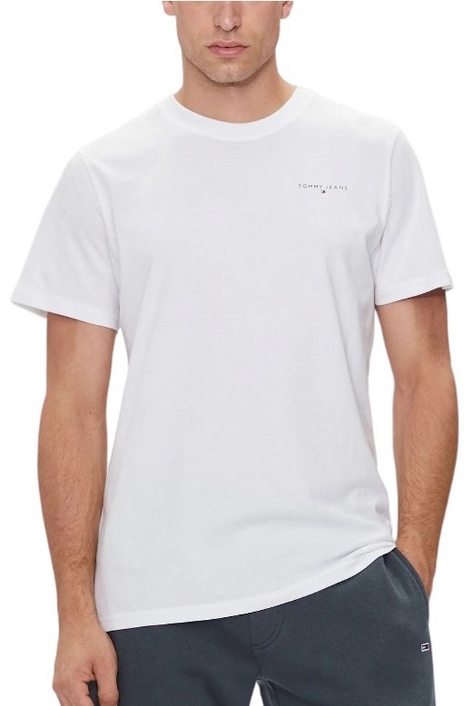 TOMMY JEANS  SLIM LINEAR CHEST TEE EXT T-SHIRT ΜΠΛΟΥΖΑ ΑΝΔΡΙΚΗ WHITE