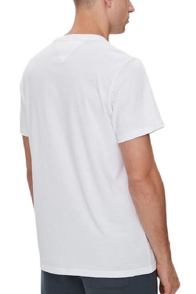 TOMMY JEANS  SLIM LINEAR CHEST TEE EXT T-SHIRT ΜΠΛΟΥΖΑ ΑΝΔΡΙΚΗ WHITE