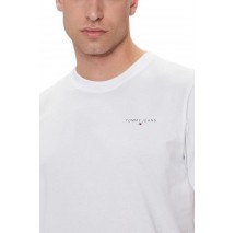 TOMMY JEANS  SLIM LINEAR CHEST TEE EXT T-SHIRT ΜΠΛΟΥΖΑ ΑΝΔΡΙΚΗ WHITE