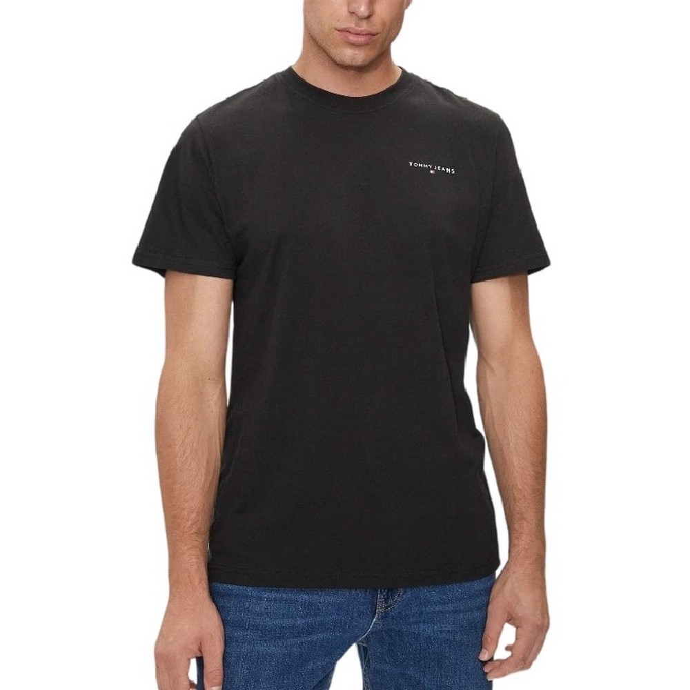 TOMMY JEANS  SLIM LINEAR CHEST TEE EXT T-SHIRT ΜΠΛΟΥΖΑ ΑΝΔΡΙΚΗ BLACK