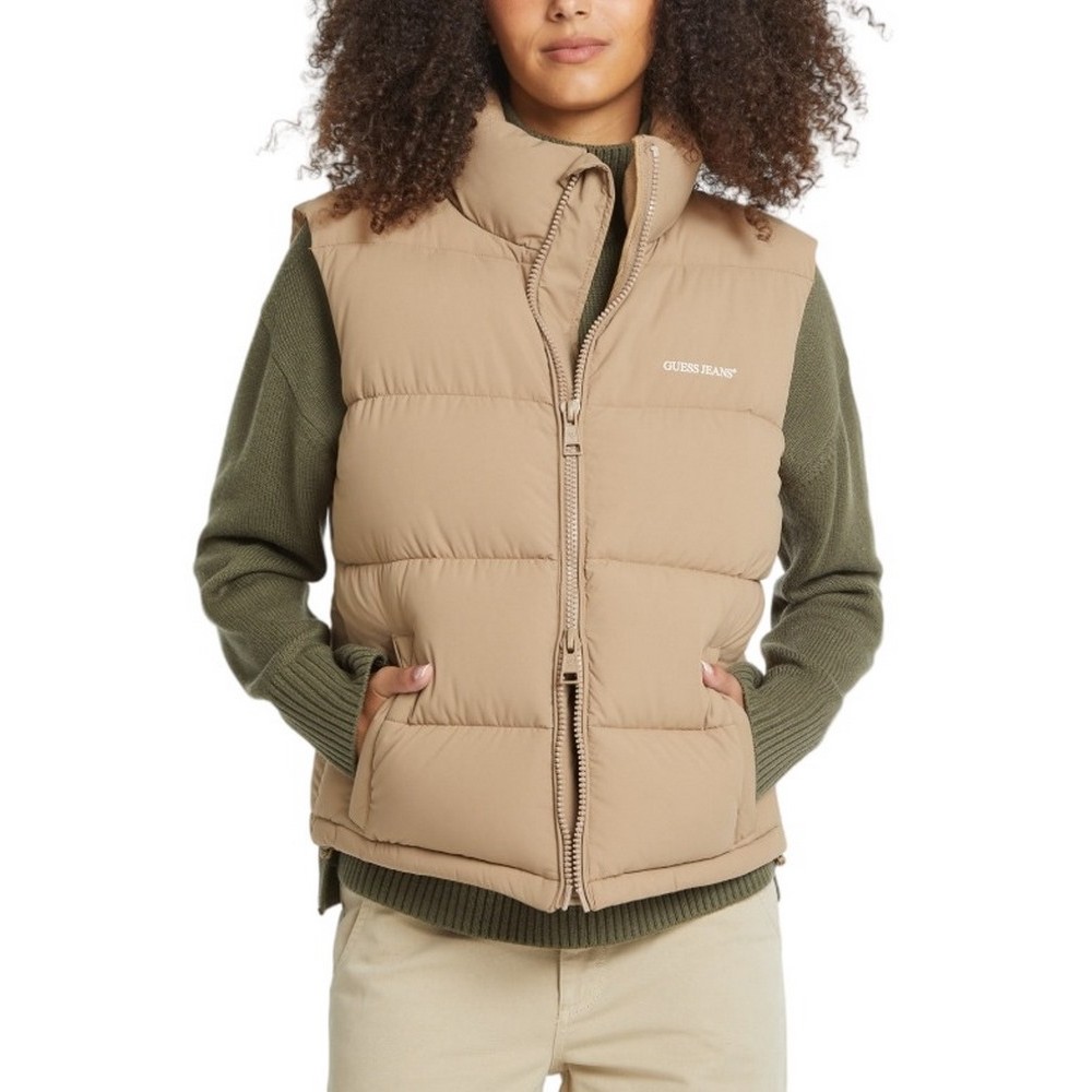 GUESS JEANS PUFFER VEST W4BN59WGII2 ΓΙΛΕΚΟ ΓΥΝΑΙΚΕΙΟ BEIGE