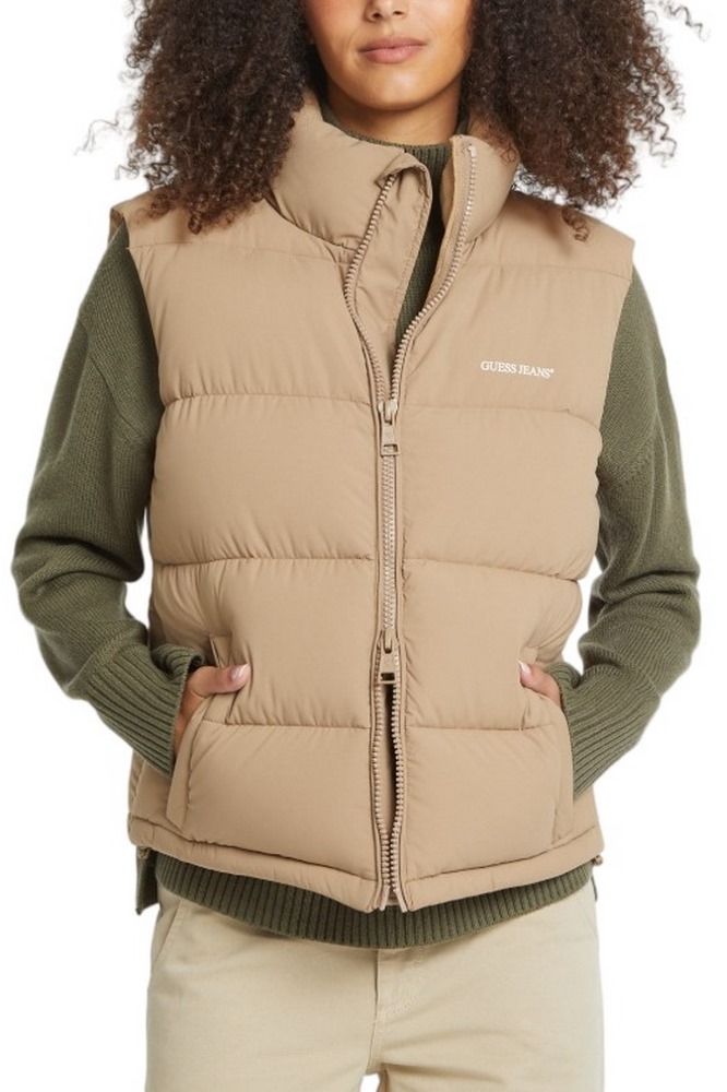 GUESS JEANS PUFFER VEST W4BN59WGII2 ΓΙΛΕΚΟ ΓΥΝΑΙΚΕΙΟ BEIGE