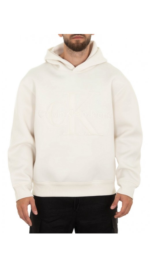 CALVIN KLEIN JEANS SCUBA CK HOODIE ΦΟΥΤΕΡ ΑΝΔΡΙΚΟ IVORY