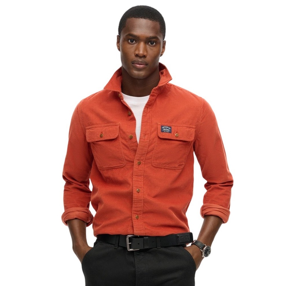 D2 OVIN CORDUROY WORKWEAR SHIRT ΠΟΥΚΑΜΙΣΟ ΑΝΔΡΙΚΟ ORANGE