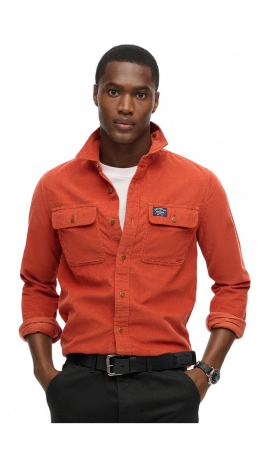 SUPERDRY D2 OVIN CORDUROY WORKWEAR SHIRT ΠΟΥΚΑΜΙΣΟ ΑΝΔΡΙΚΟ ORANGE