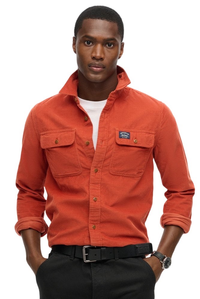 SUPERDRY D2 OVIN CORDUROY WORKWEAR SHIRT ΠΟΥΚΑΜΙΣΟ ΑΝΔΡΙΚΟ ORANGE