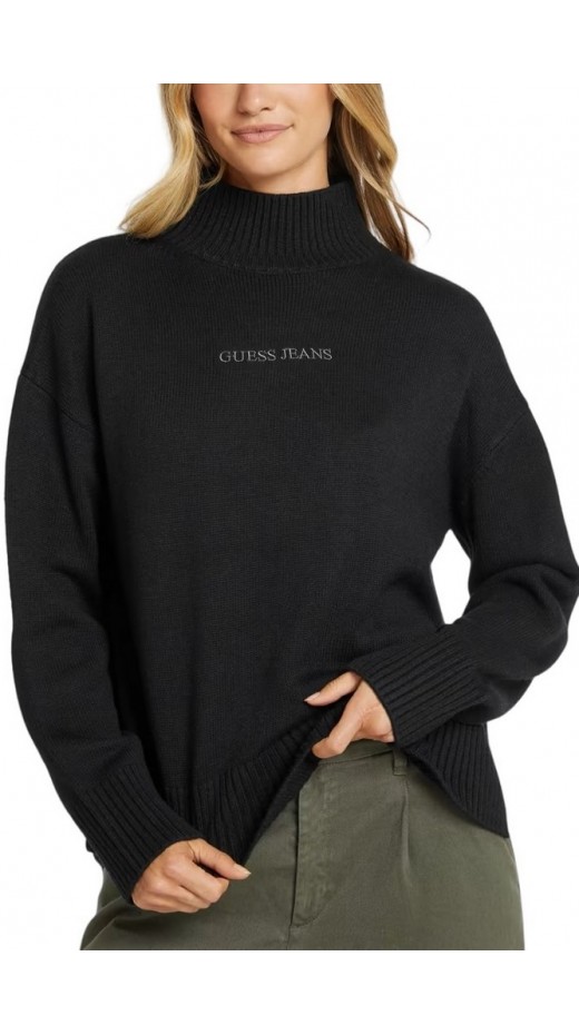 GUESS JEANS LOGO SWEATER W4BR82Z3HN2 ΜΠΛΟΥΖΑ ΠΛΕΚΤΗ ΓΥΝΑΙΚΕΙΑ BLACK