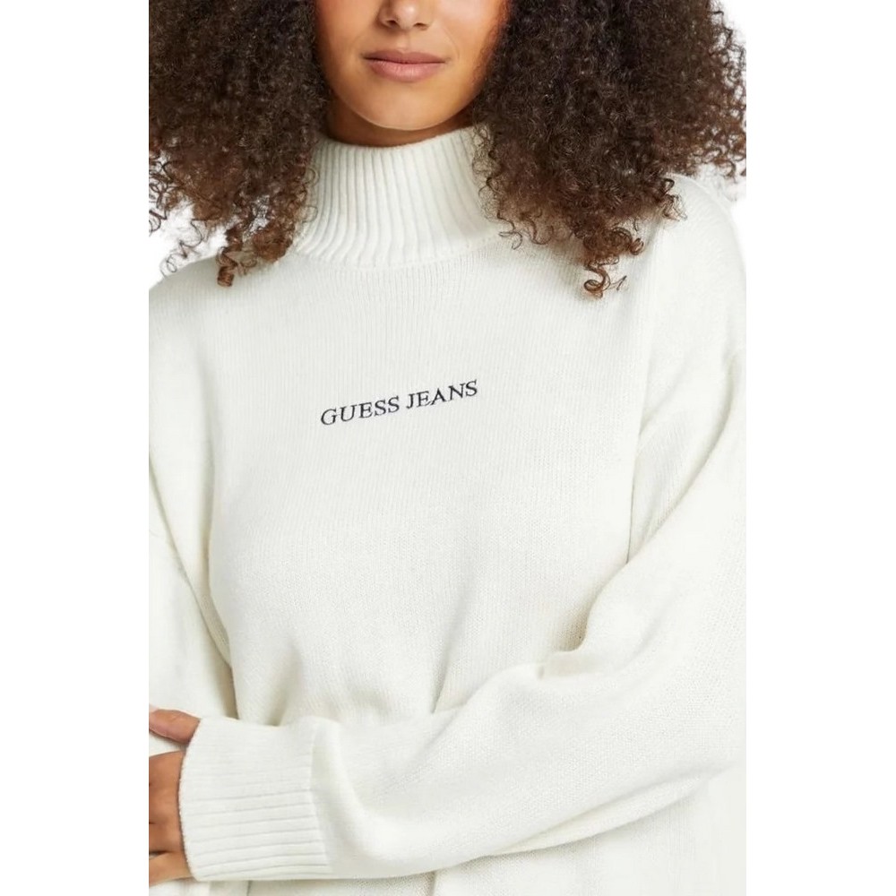 GUESS JEANS LOGO SWEATER W4BR82Z3HN2 ΜΠΛΟΥΖΑ ΠΛΕΚΤΗ ΓΥΝΑΙΚΕΙΑ OFF WHITE