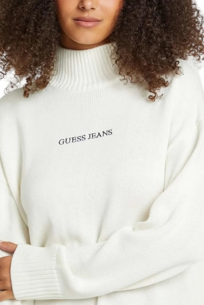 GUESS JEANS LOGO SWEATER W4BR82Z3HN2 ΜΠΛΟΥΖΑ ΠΛΕΚΤΗ ΓΥΝΑΙΚΕΙΑ OFF WHITE