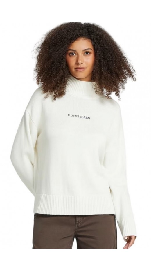 GUESS JEANS LOGO SWEATER W4BR82Z3HN2 ΜΠΛΟΥΖΑ ΠΛΕΚΤΗ ΓΥΝΑΙΚΕΙΑ OFF WHITE