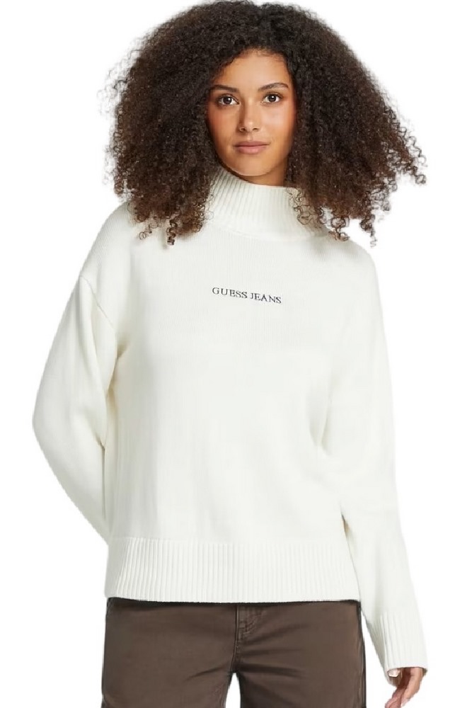 GUESS JEANS LOGO SWEATER W4BR82Z3HN2 ΜΠΛΟΥΖΑ ΠΛΕΚΤΗ ΓΥΝΑΙΚΕΙΑ OFF WHITE