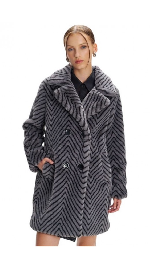 ALE COAT FAUX FUR 8917761 ΠΑΛΤΟ ΓΟΥΝΑ ΓΥΝΑΙΚΕΙΟ GREY