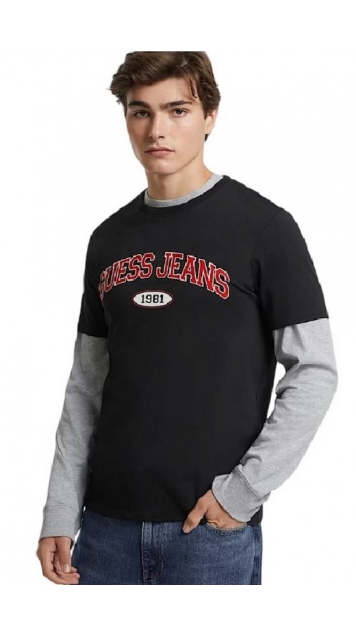 GUESS JEANS SLIM GUESS 1981 TEE T-SHIRT ΜΠΛΟΥΖΑ ΑΝΔΡΙΚΗ BLACK