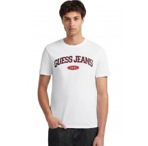 GUESS JEANS SLIM GUESS 1981 TEE T-SHIRT ΜΠΛΟΥΖΑ ΑΝΔΡΙΚΗ WHITE