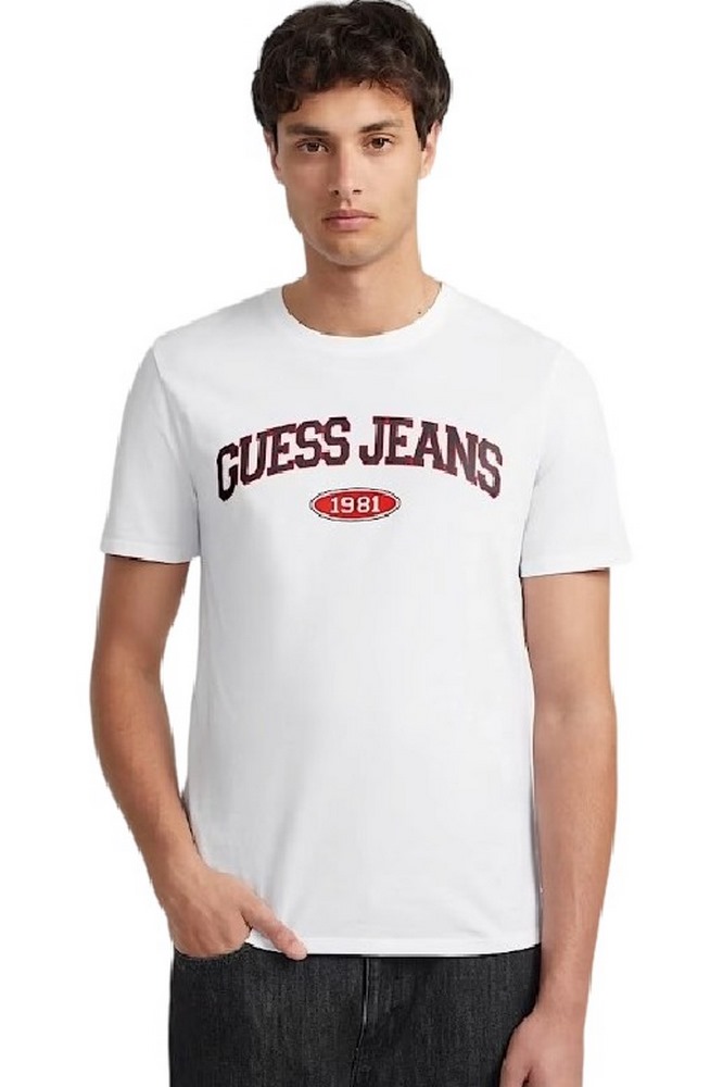 GUESS JEANS SLIM GUESS 1981 TEE T-SHIRT ΜΠΛΟΥΖΑ ΑΝΔΡΙΚΗ WHITE