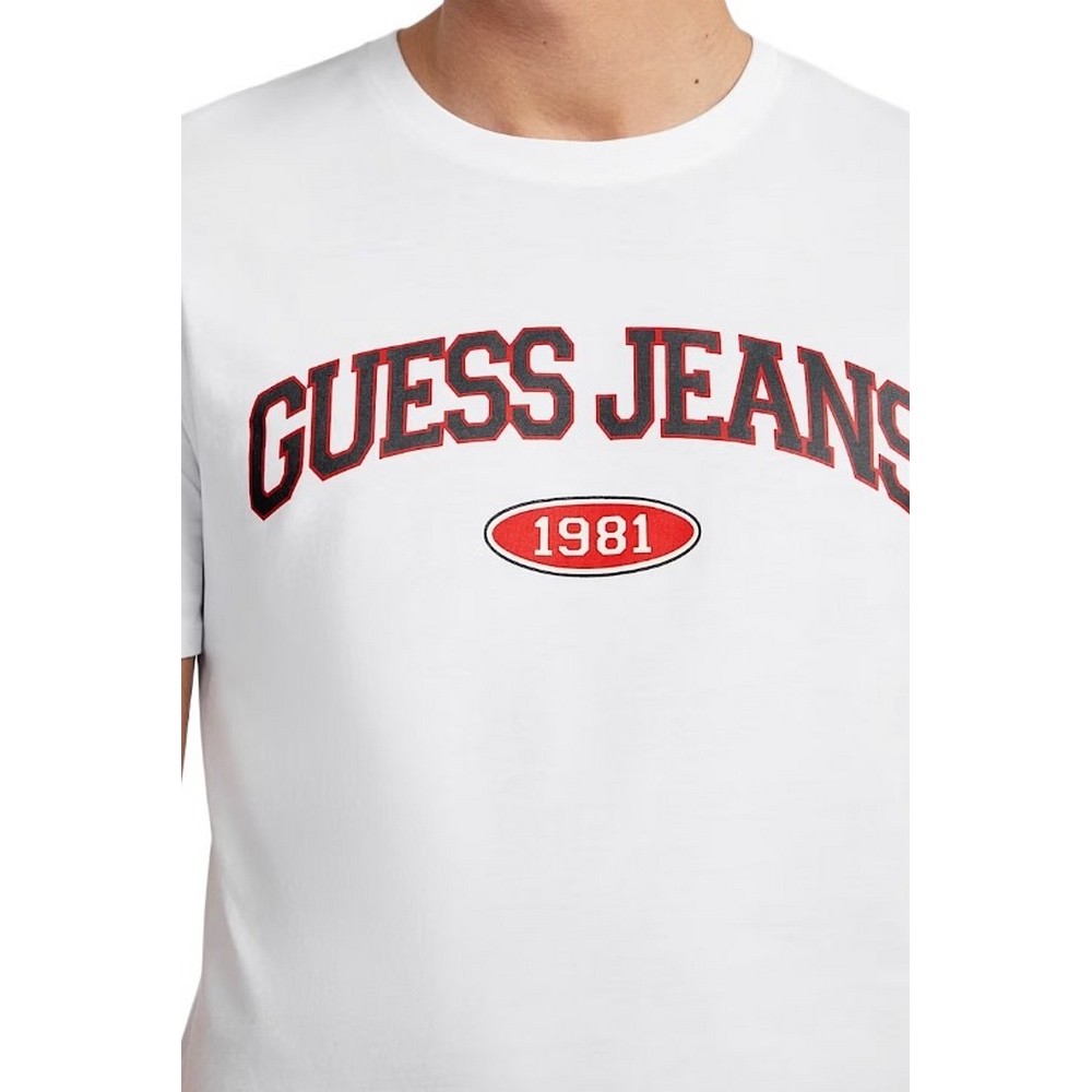 GUESS JEANS SLIM GUESS 1981 TEE T-SHIRT ΜΠΛΟΥΖΑ ΑΝΔΡΙΚΗ WHITE