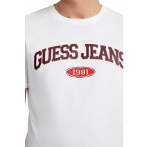 GUESS JEANS SLIM GUESS 1981 TEE T-SHIRT ΜΠΛΟΥΖΑ ΑΝΔΡΙΚΗ WHITE