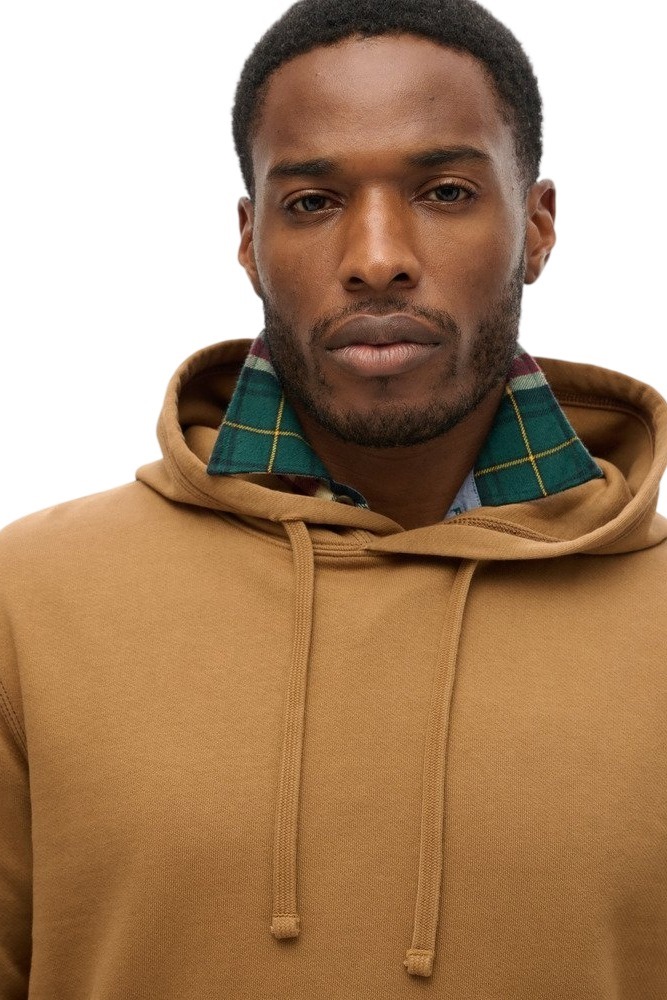 SUPERDRY D2 OVIN CONTRAST STITCH RELAXED HOODIE ΦΟΥΤΕΡ ΜΠΛΟΥΖΑ ΑΝΔΡΙΚΗ BROWN