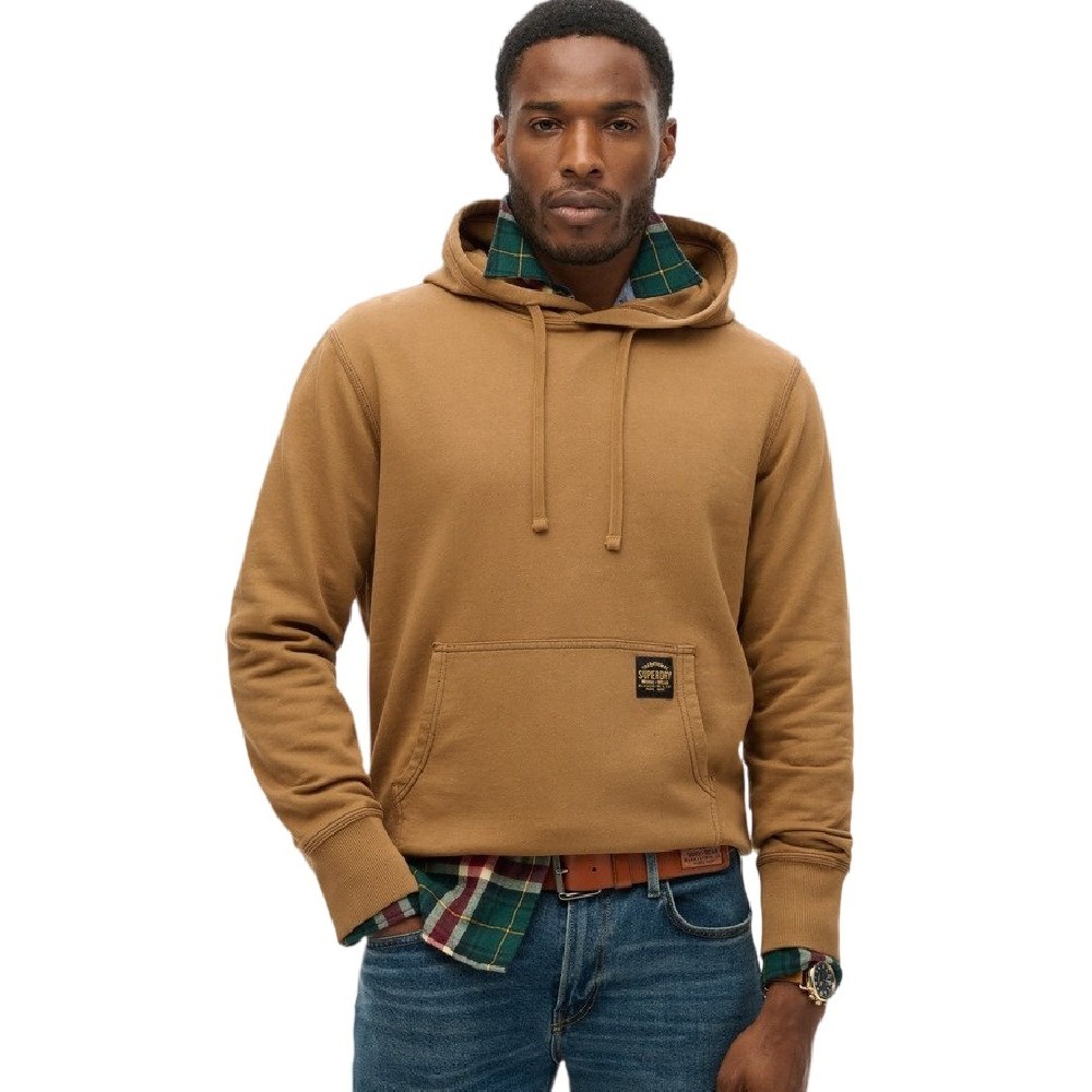 SUPERDRY D2 OVIN CONTRAST STITCH RELAXED HOODIE ΦΟΥΤΕΡ ΜΠΛΟΥΖΑ ΑΝΔΡΙΚΗ BROWN