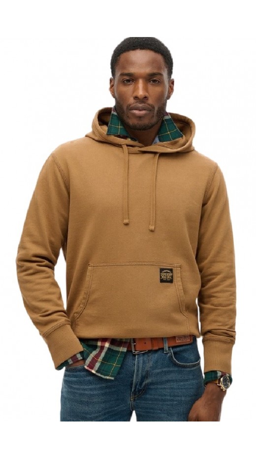 SUPERDRY D2 OVIN CONTRAST STITCH RELAXED HOODIE ΦΟΥΤΕΡ ΜΠΛΟΥΖΑ ΑΝΔΡΙΚΗ BROWN