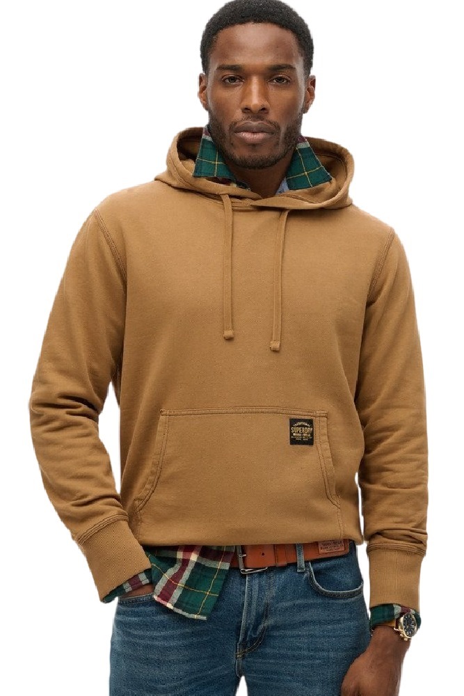 SUPERDRY D2 OVIN CONTRAST STITCH RELAXED HOODIE ΦΟΥΤΕΡ ΜΠΛΟΥΖΑ ΑΝΔΡΙΚΗ BROWN