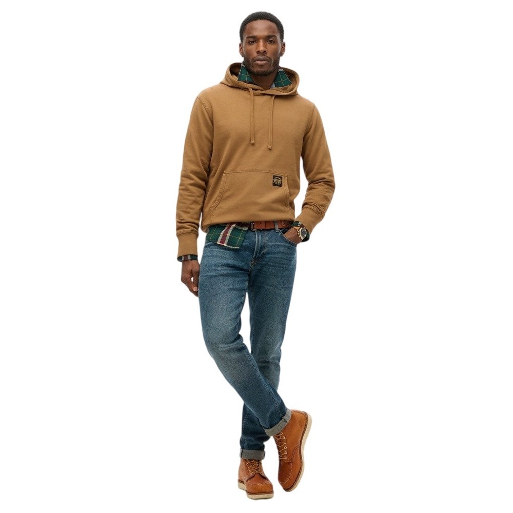 SUPERDRY D2 OVIN CONTRAST STITCH RELAXED HOODIE ΦΟΥΤΕΡ ΜΠΛΟΥΖΑ ΑΝΔΡΙΚΗ BROWN