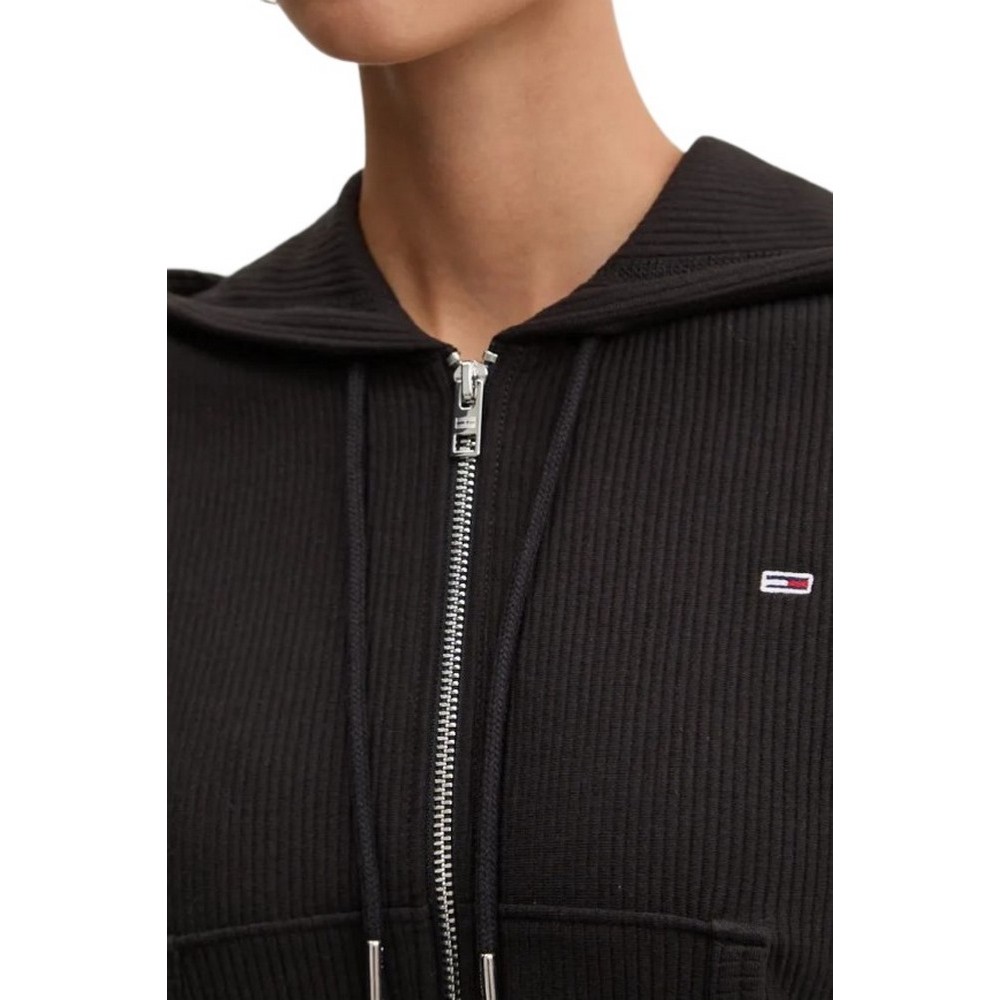 TOMMY JEANS REG CRP OTTOMAN HOODIE ΖΑΚΕΤΑ ΓΥΝΑΙΚΕΙΑ BLACK