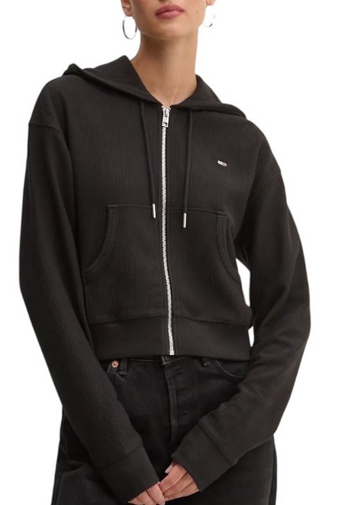 TOMMY JEANS REG CRP OTTOMAN HOODIE ΖΑΚΕΤΑ ΓΥΝΑΙΚΕΙΑ BLACK