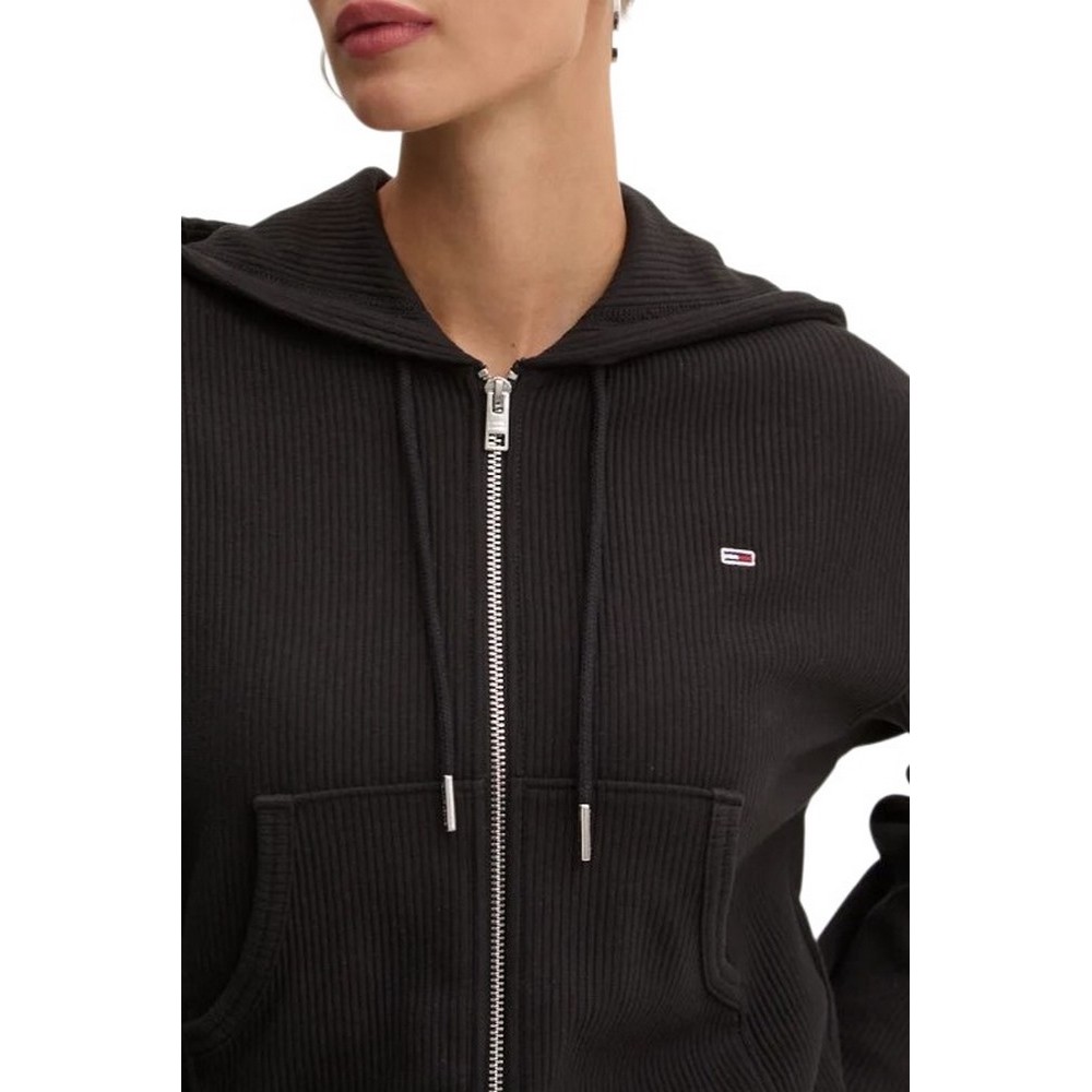 TOMMY JEANS REG CRP OTTOMAN HOODIE ΖΑΚΕΤΑ ΓΥΝΑΙΚΕΙΑ BLACK