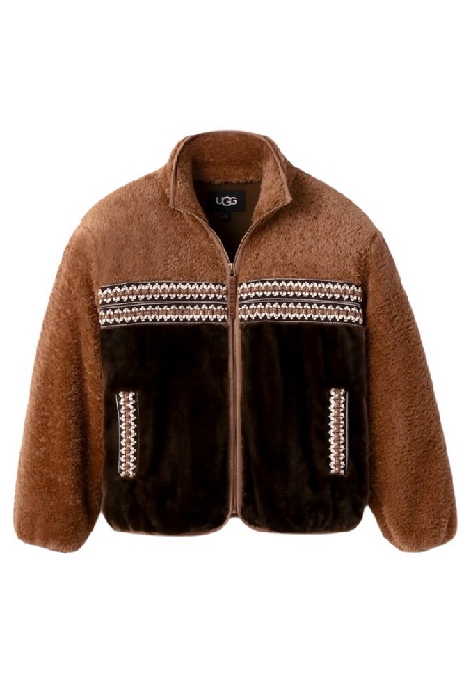 UGG MARLENE SHERPA JACKET H BRAID 1142550 ΜΠΟΥΦΑΝ ΓΥΝΑΙΚΕΙΟ BROWN