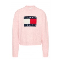 TOMMY JEANS MELANGE FLAG SWEATER EXT ΠΛΕΚΤΗ ΜΠΛΟΥΖΑ ΓΥΝΑΙΚΕΙΑ PINK