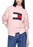 TOMMY JEANS MELANGE FLAG SWEATER EXT ΠΛΕΚΤΗ ΜΠΛΟΥΖΑ ΓΥΝΑΙΚΕΙΑ PINK