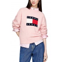 TOMMY JEANS MELANGE FLAG SWEATER EXT ΠΛΕΚΤΗ ΜΠΛΟΥΖΑ ΓΥΝΑΙΚΕΙΑ PINK