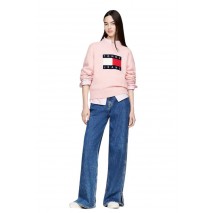 TOMMY JEANS MELANGE FLAG SWEATER EXT ΠΛΕΚΤΗ ΜΠΛΟΥΖΑ ΓΥΝΑΙΚΕΙΑ PINK