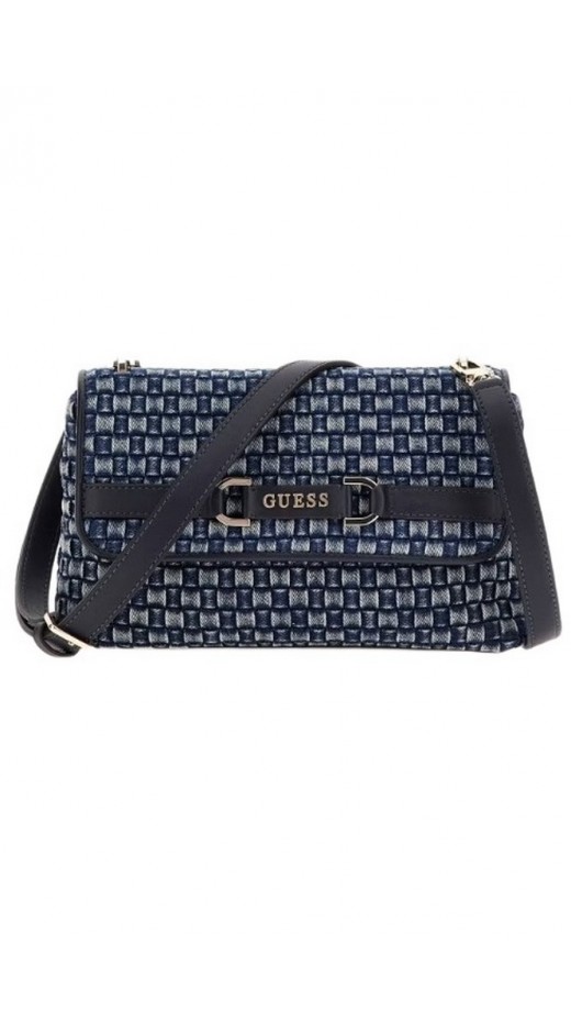 GUESS MAJKA CROSSBODY FLAP ΤΣΑΝΤΑ ΓΥΝΑΙΚΕΙΑ DENIM