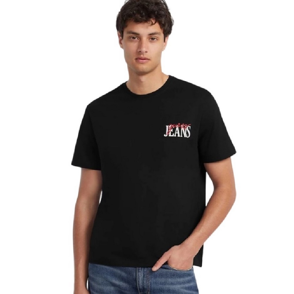 GUESS JEANS REG LOGO TEE T-SHIRT ΜΠΛΟΥΖΑ ΑΝΔΡΙΚΗ BLACK