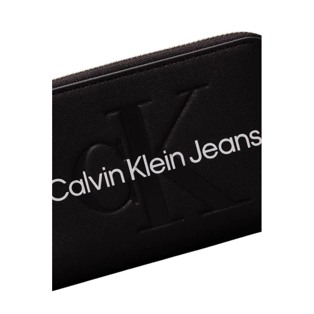 CALVIN KLEIN JEANS SCULPTED MED ZIP AROUND MONO ΠΟΡΤΟΦΟΛΙ ΓΥΝΑΙΚΕΙΟ BLACK/WHITE