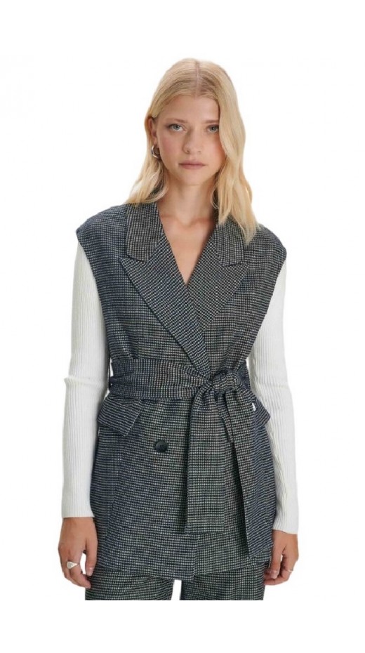 ALE VEST WITH BELT PIED DE POULE 8919529 ΓΙΛΕΚΟ ΓΥΝΑΙΚΕΙΟ GREY