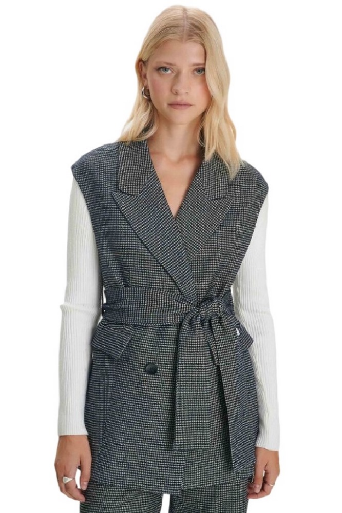 ALE VEST WITH BELT PIED DE POULE 8919529 ΓΙΛΕΚΟ ΓΥΝΑΙΚΕΙΟ GREY