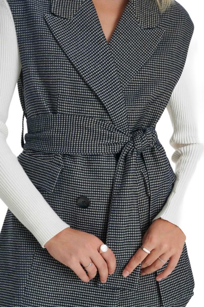 ALE VEST WITH BELT PIED DE POULE 8919529 ΓΙΛΕΚΟ ΓΥΝΑΙΚΕΙΟ GREY