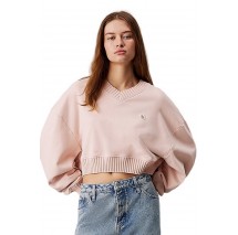 CALVIN KLEIN JEANS WOVEN LABEL V-NECK SWEATSHIRT ΜΠΛΟΥΖΑ ΓΥΝΑΙΚΕΙΑ PEACH